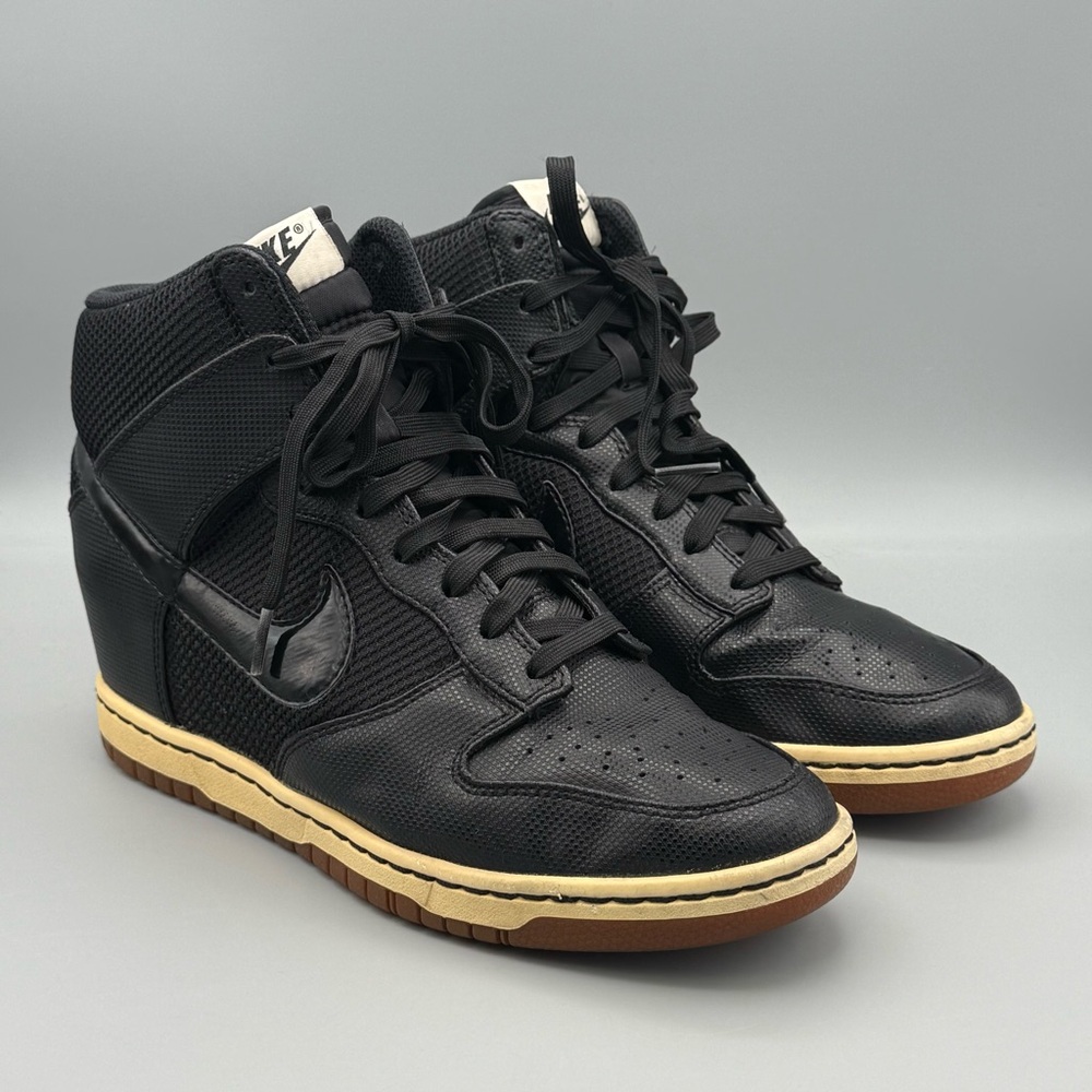 EUC Nike Dunk Sky Hi Black Sail Mesh Wedge High Top Sneakers, Size 9.5